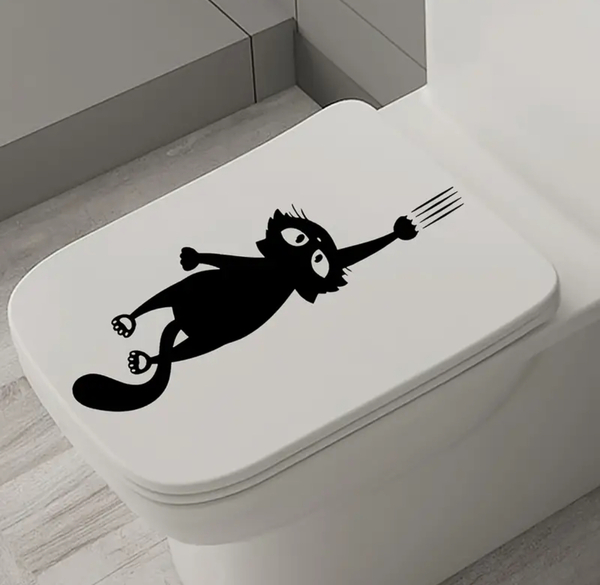 【新品】ユニーク 黒猫 ウォールデコシール トイレステッカー 41×11cm★可愛いブラックキャット DIY インテリア装飾 猫ねこネコ SNS人気！