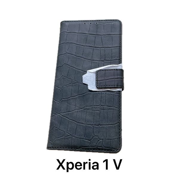 Xperia1v スマホケース カバー 手帳型 ブラックレザーケース