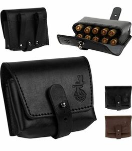 新品国内在庫 BronzeDogLeather Cartridge Ammo Wallet本革 (Black)(ライフル弾レザーポーチ)