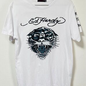 Ed Hardy★虎 モノクロ Tシャツ Mサイズ 美品 タトゥーデザイン
