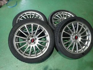 225/45R18 スタッドレスタイヤ　ブリヂストン　18インチアルミホイール４本セット　STI　キャップ付　エクシーガ、レガシィ等　24043001