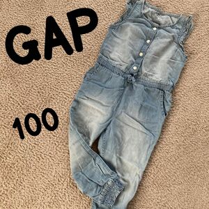 GAP 100 子供服　女の子　オールインワン　ノースリーブ　薄手　春夏　綿100% オーバーオール サロペット　キッズ