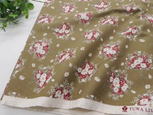 uk998* cotton 100% shutting cloth *YUWA* floral print * olive color * length 2.8m