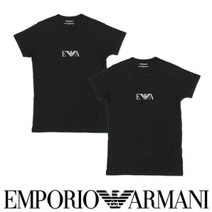 EMPORIO ARMANI エンポリオアルマーニ STRETCH COTTON ストレッチコットン クルーネック 半袖 Tシャツメンズ 2枚組 54007157 ブラック Lの画像1