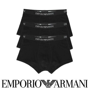 EMPORIO ARMANI エンポリオアルマーニ PURE COTTON ピュアコットン 前閉じ ボクサーパンツ メンズ 3枚組 54007220 ブラックセット M