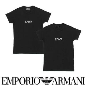 EMPORIO ARMANI エンポリオアルマーニ STRETCH COTTON ストレッチコットン クルーネック 半袖 Tシャツメンズ 2枚組 54007157 ブラック S