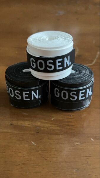 GOSEN グリップテープ 黒2個 白１個ゴーセン＊色変更可 テニス 7色から選べる バドミントン マイバチ ゴルフ
