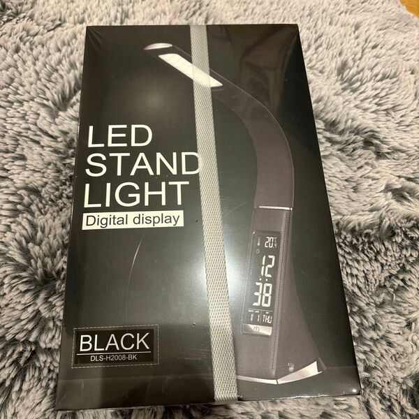 新品未使用　LED デスクライト　ブラック　時計　温度計　ブラック　BLACK 黒　テーブルライト　スタンドライト　PCデスク　机
