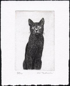 黒い猫・2009/銅版画・エッチング/新品、作品のみ