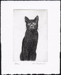  black . cat *2009/ copperplate engraving * etching / new goods, work only 