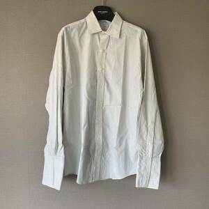 美品 Brooks Brothers ブルックスブラザーズ ドレスシャツ 長袖シャツ ビジネスシャツ ワイドカラー ストライプ 16-34 L ダブルカフス仕様