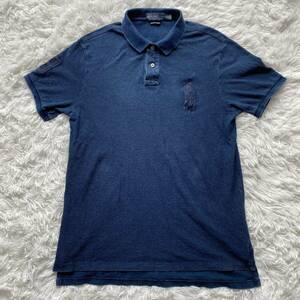 Polo by Ralph Lauren ポロバイラルフローレン 半袖ポロシャツ ネイビー ビンテージ加工 ビッグポニー インディゴ XL（大きいサイズ）LL