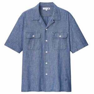新品未使用 UNIQLO and JW ANDERSON シャンブレーワークシャツ3XL 4L 大きいサイズ ユニクロ ジェイダブリューアンダーソン 半袖シャツ