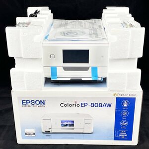 長期保管 未使用品 EPSON エプソン カラリオ EP-808W 2017年製 インクジェットプリンター 通電のみ確認済み ホワイト [C5582]