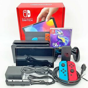 Nintendo Switch ニンテンドー スイッチ 有機ELモデル ネオンブルー/ネオンレッド HEG-S-KABAA ソフト ポケモン バイオレット付 [C5527]