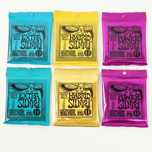 未使用 ERNIE BALL POWER SLINKY 2220×2 ＋ HYBRID SLINKY 2222×2 + EXTRA SLINKY×2 エレキギター弦◆計6セット [N7322]