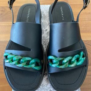 テンパレイト　TEMPERATE サンダル　HODGE2 BLACK/GREEN 36 22.5