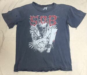 [ free shipping ]80s-90s Vintage T-Shirt / SxOxB / size : L / damage equipped / SOB S.O.B / JPN HARD CORE