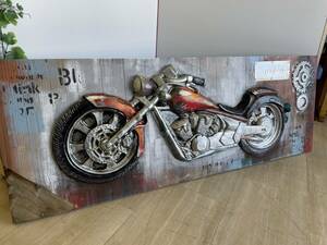 バイク　油絵風　絵画　壁面装飾　3Dパネルアート　ペイントアート　壁掛け　ウォールアート　立体　絵画　アメリカン　アメリカンバイク