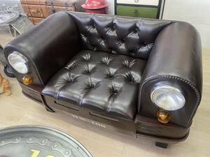 [ light attaching ] sofa 1 seater . sofa 1P sofa stylish in dust real retro Ame car front Vintage antique chair 