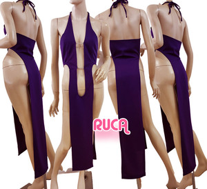 * hand made *. interval chila&.. slit! purple * long * ho ruta- One-piece 