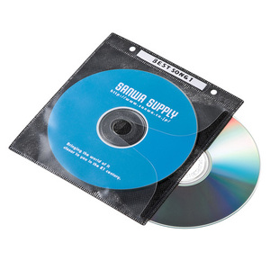 DVD・CD不織布ケース リング穴付き 100枚入り ブラック 2穴付き サンワサプライ FCD-FR100BKN 送料無料 新品