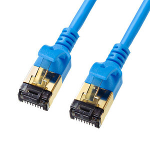  category 8 small diameter LAN cable blue 3m super high speed 40Gbps, super wide obi region 2000MHz, cable diameter 4.0mm superfine Sanwa Supply KB-T8SL-03BL new goods free shipping 