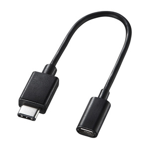 Type C USB2.0 micro B変換アダプタケーブル 10cm ブラック サンワサプライ AD-USB25CMCB 新品 送料無料