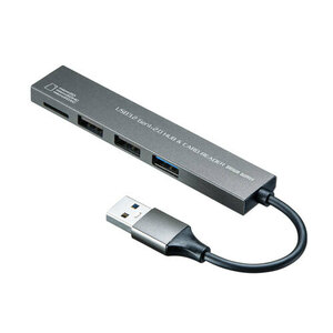 サンワサプライ USB 3.2 Gen1+USB2.0 コンボ スリムハブ カードリーダー付き USB-3HC319S (67-9330-73)