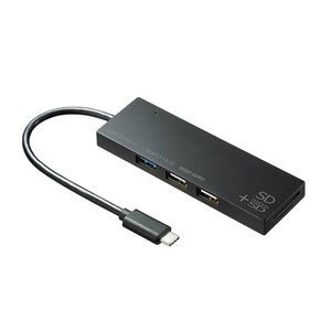 USB Type Cコンボハブ カードリーダー付き USB3.2 Gen1×1ポート、USB2.0×2ポート ブラック サンワサプライ USB-3TCHC16BK 新品 送料無料