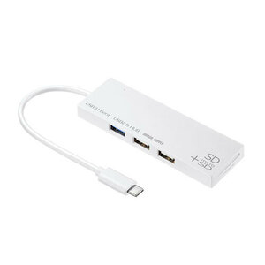 サンワサプライ USB Type Cコンボハブ (カードリーダー付きホワイト) USB-3TCHC16W