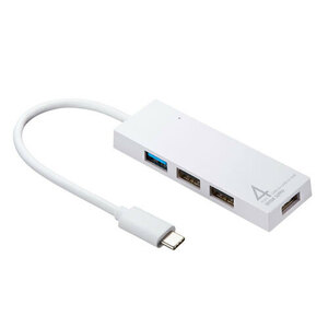 USB Type C搭載 コンボハブ 4ポート USB3.2 Gen1（USB3.1/USB3.0）×1、USB2.0×3 ホワイト USB-3TCH7W サンワサプライ 送料無料 新品