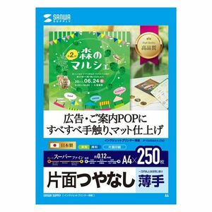 インクジェット用スーパーファイン用紙 A4サイズ 250枚入り マットタイプ JP-EM5NA4-250 サンワサプライ 送料無料 新品