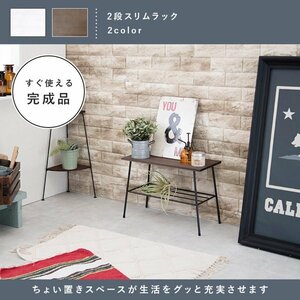 ラック 棚 おしゃれ 2段 幅50 奥行薄い スリム 完成品 アイアン 収納 シェルフ プランター置き 鉢植え置き ID005【カラーホワイト白