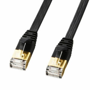 CAT7ウルトラフラットLANケーブル 1m ブラック 10GBASE対応 耐ノイズ 1.9mmの薄さを実現 サンワサプライ KB-FLU7-01BK 新品 送料無料