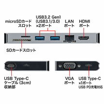 USB Type-C ドッキングハブ（VGA・HDMI・LANポート・カードリーダー搭載） サンワサプライ USB-3TCH13S2 新品 送料無料_画像5