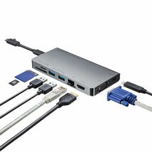 USB Type-C ドッキングハブ（VGA・HDMI・LANポート・カードリーダー搭載） サンワサプライ USB-3TCH13S2 新品 送料無料_画像2