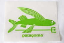 訳あり 激レア パタゴニア 転写 ステッカー トライデントフィッシュ 黄緑 PATAGONIA TRIDENT FISH アメリカ 限定 フライング 飛魚 新品_画像1