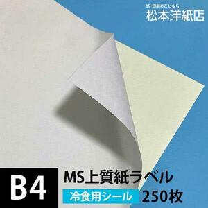 MS上質紙ラベル 冷食用 B4サイズ：250枚 ラベル シール 印刷 用紙 コピー用紙 コピー紙 白 名刺 表紙 おすすめ 印刷紙 印刷用紙 松本洋紙店