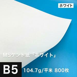 ケント紙 b5 MSケント紙 ホワイト 104.7g/平米 B5サイズ：800枚 画用紙 白 ラッピング 包装紙 DIY 工作用紙 アート作品 手芸 印刷紙