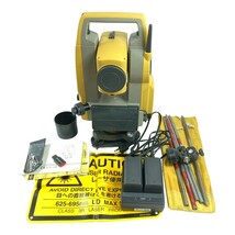 ＊＊ TOPCON トータルステーション (バッテリ2個・充電器・ケース付）※2021/5/18 校正済 ES-107F イエロー 傷や汚れあり_画像1