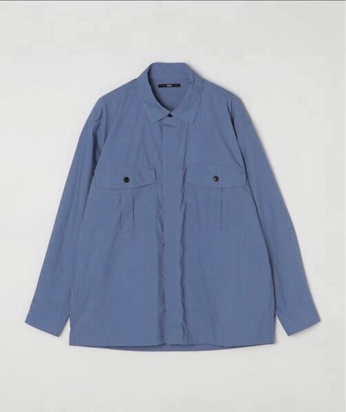 SHIPS: タイプライター レギュラーカラー シャツジャケット 薄手　長袖　ブルー　サイズ：XL