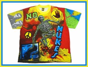 鬼レア☆90s☆BODY GLOVE☆反核☆NO NUKES☆スカルスケーターTシャツ Vintage 大判 サイズL ビンテージ ボディグローブ SKULL SK8 骸骨