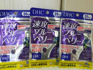 GW在庫限りセール【新品・即日発送】３袋セット　DHC 速攻ブルーベリー 20日分×3袋