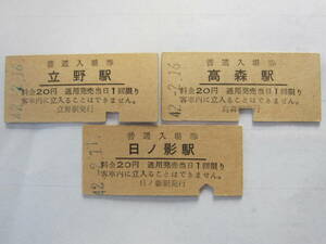 国鉄入場券（２０円）（３枚セット）その２