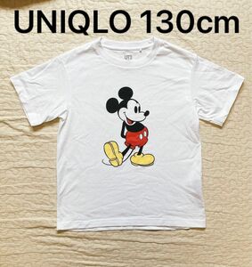 ミッキー UNIQLO Tシャツ　130cm ディズニー　美品 ホワイト ミッキーマウス 半袖Tシャツ