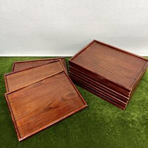 A** business use / eat and drink store articles wooden four person tray 11 point summarize . seat serving tray O-Bon angle tray / size : picture reference 