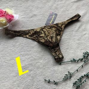 新品 メンズ Lサイズ 誘惑 メタルゴールド メタリック 男前 ストレッチ sexy Tバック ビキニブリーフ ショーツ パンツの画像1