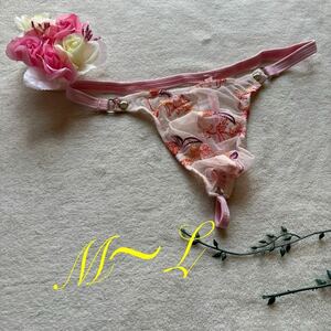 新品 メンズ　エロチック ベビーピンク　花柄　シースルー もっこり　ワイルド ストレッチ sexy Tバック ビキニブリーフ ショーツ パンツ