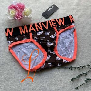 新品 メンズ　Lサイズ　MANVIEW ハイレグ ブラウン　エロカッコいい 　sexy ビキニブリーフ メンズ下着　ショーツ　パンツ